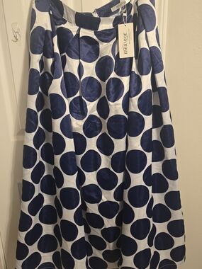 Meaneor Bold Polka Dot Maxi Skirt NWT Pleated High Waist Satin Feel XXL